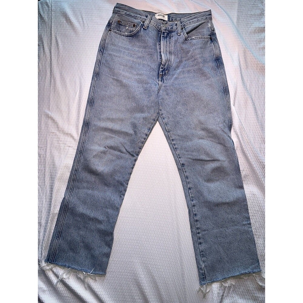 Agolde Blue Denim 90s Pinch Waist High Rise kick Jeans Size 29 riptide
